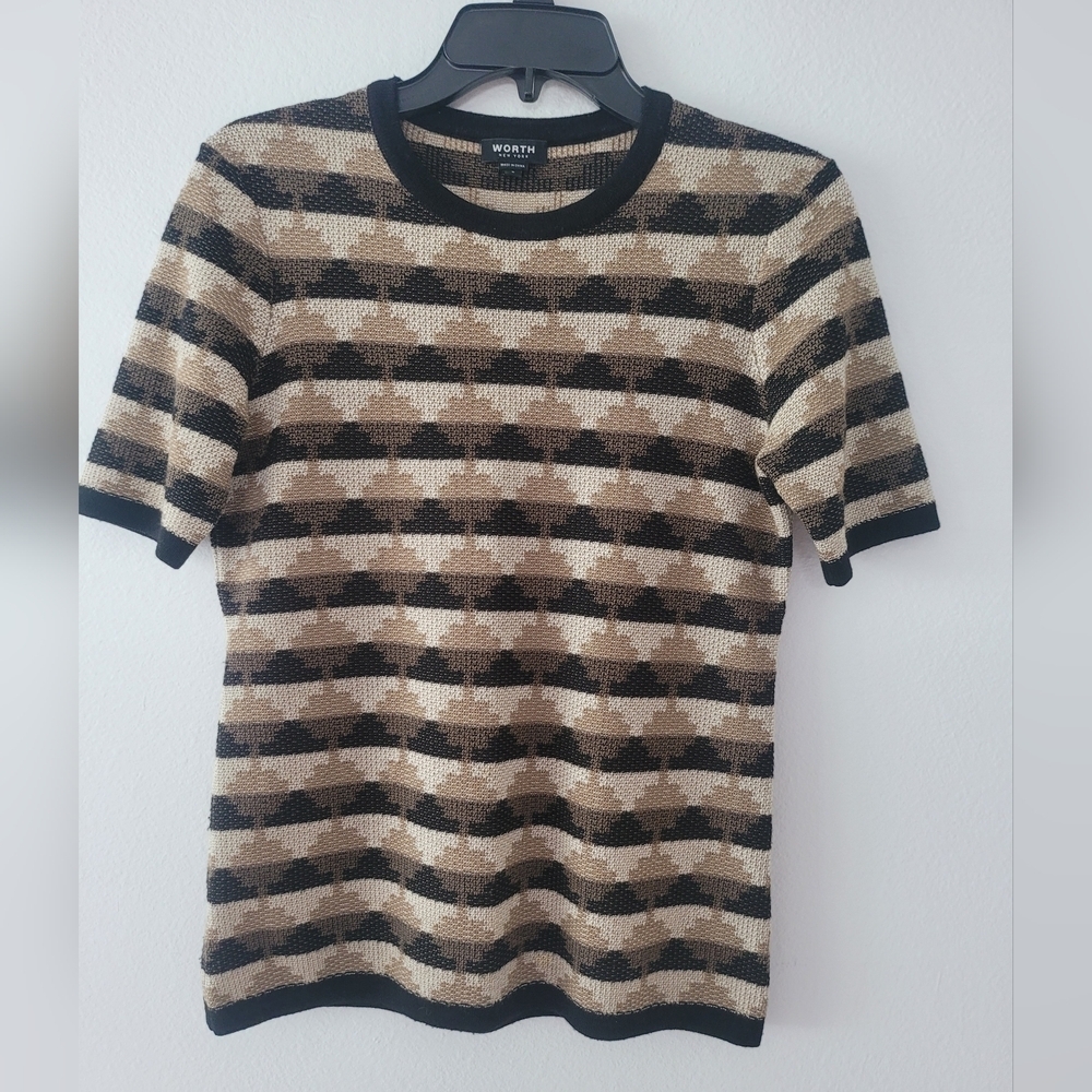 Worth Geometric Pattern Knit Top 100% Wool